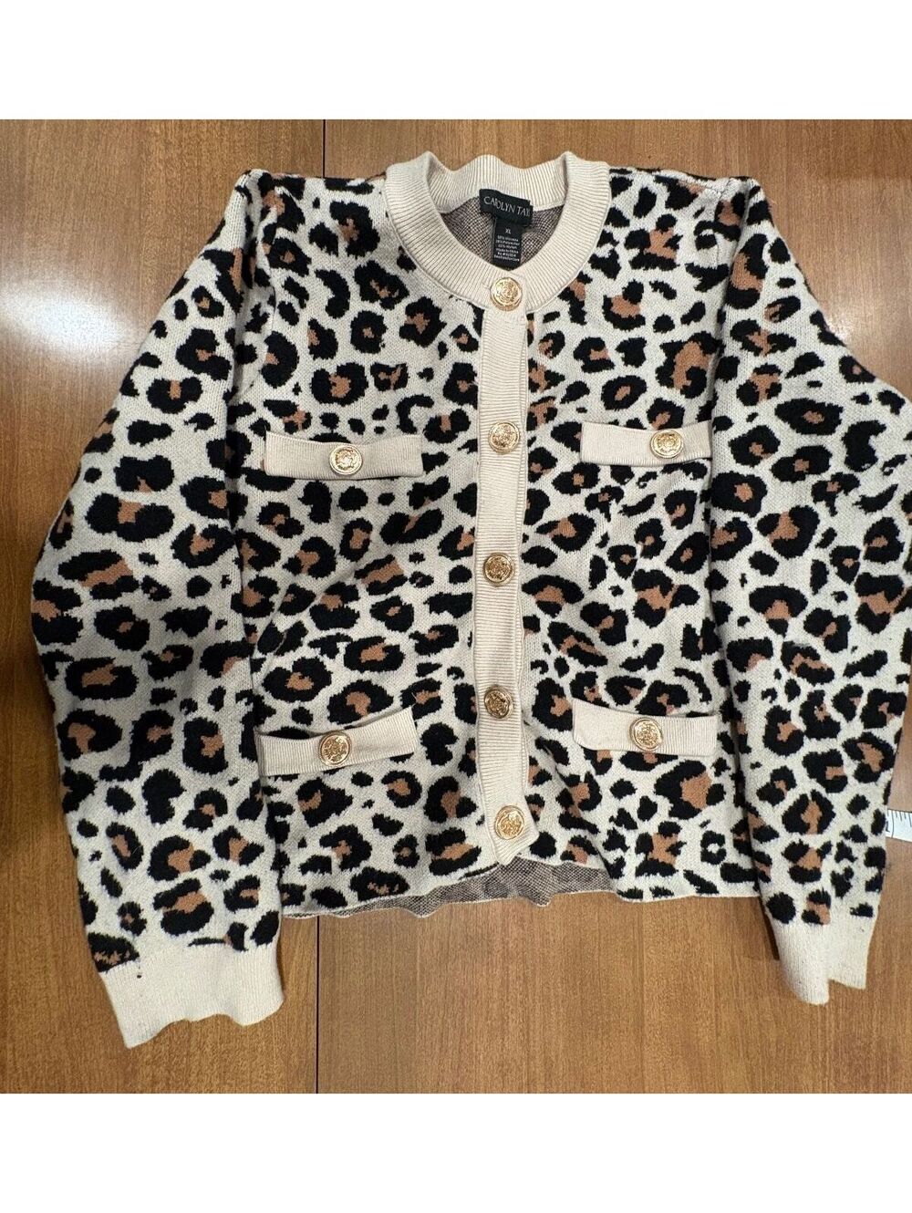 Carolyn Taylor XL Leopard Print Cardigan Sweater